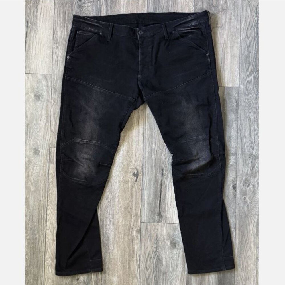 G-Star Raw 5620 3D Zip Knee Slim Men 40 X 32 Stretch Distress Black Skinny Jeans